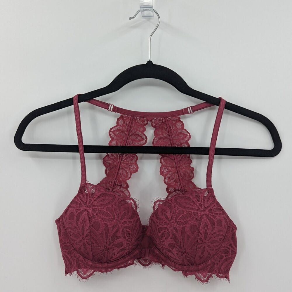 Victoria's Secret PINK Bra Women's 32C Mauve Pink Lace Date Racerback